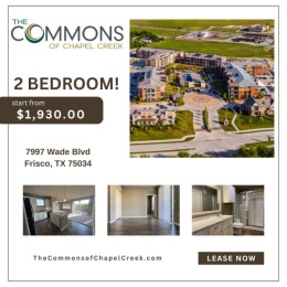 We have beautiful 2 bedroom floorplans available now! 👍 Check our website for updated availability and pricing. Instagram post from @commonsfrisco on July 22, 2024 10:02:01am